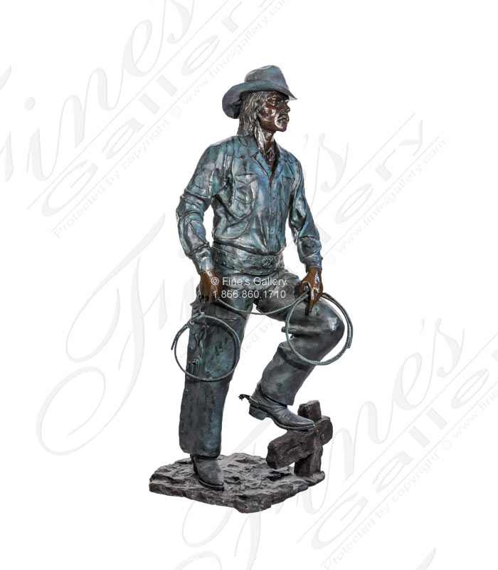 Bronze Statues  - A Vintage Bronze Cowboy Statue - BS-504