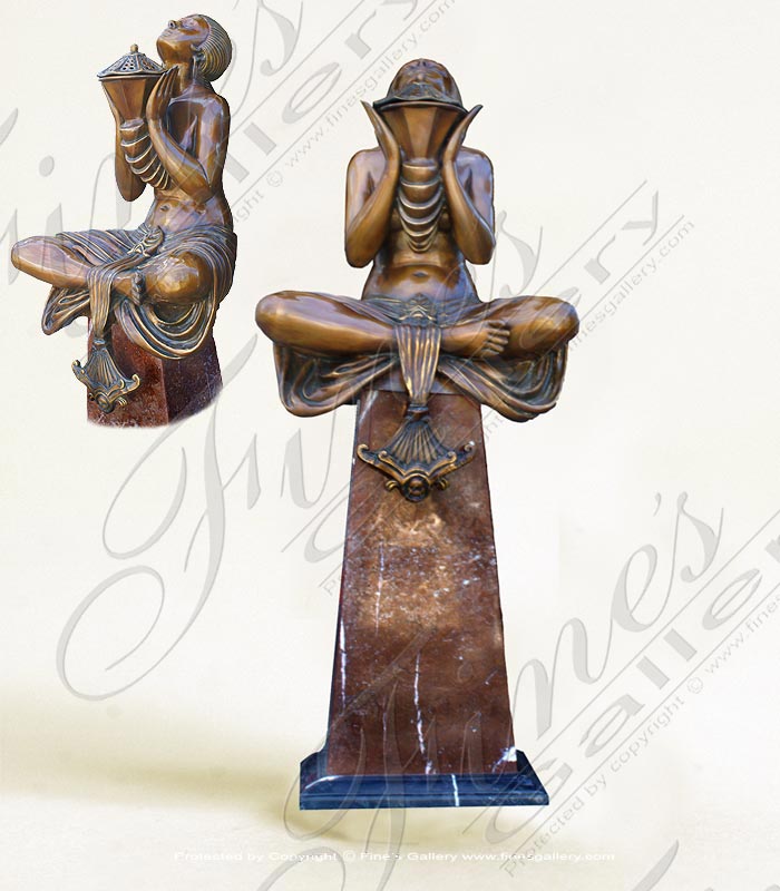 Bronze Statues  - Female With Incense Burner - BS-669