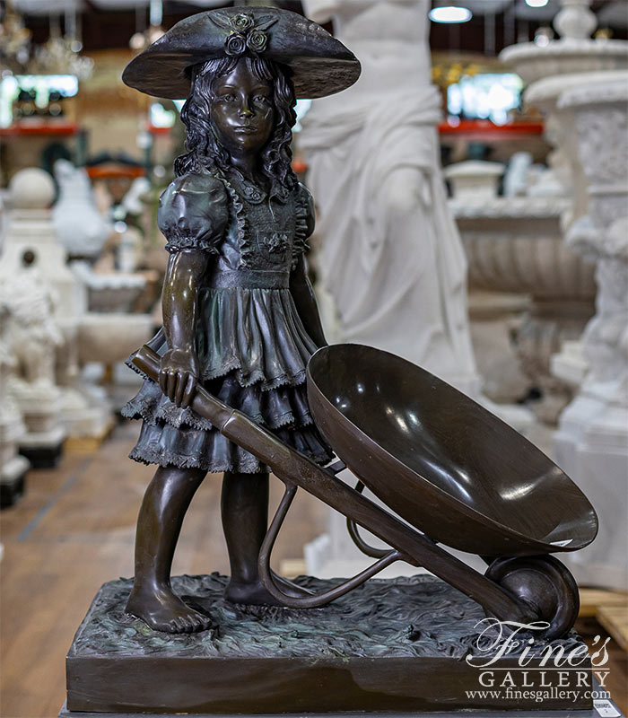 Bronze Statues  - Wheelbarrow Girl ( Vintage )  - BS-727