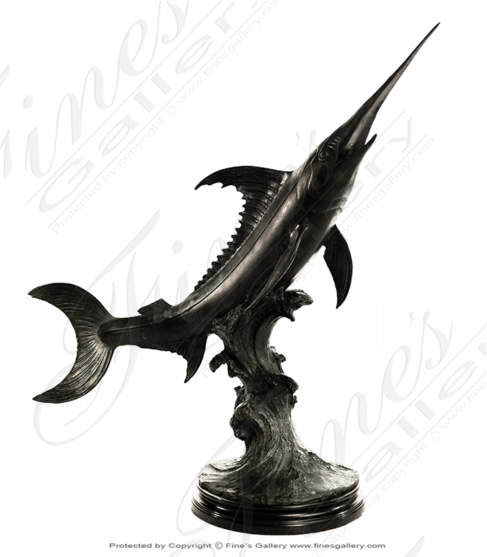 Bronze Statues  - Bronze Marlin W/Dark Blue Statue - BS-817
