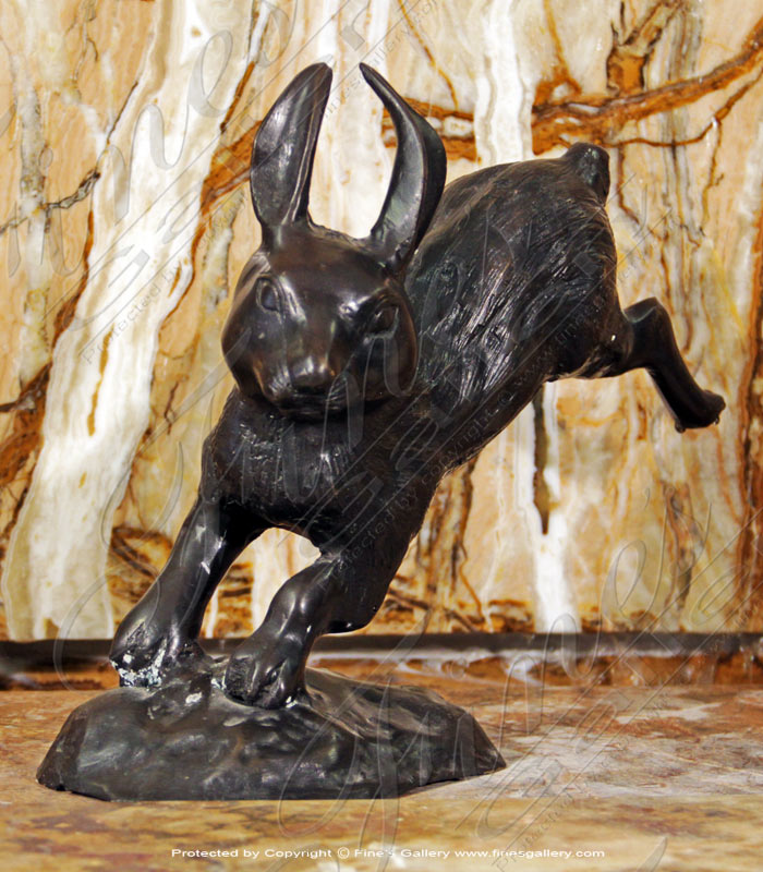Bronze Hopping Bunny Statue