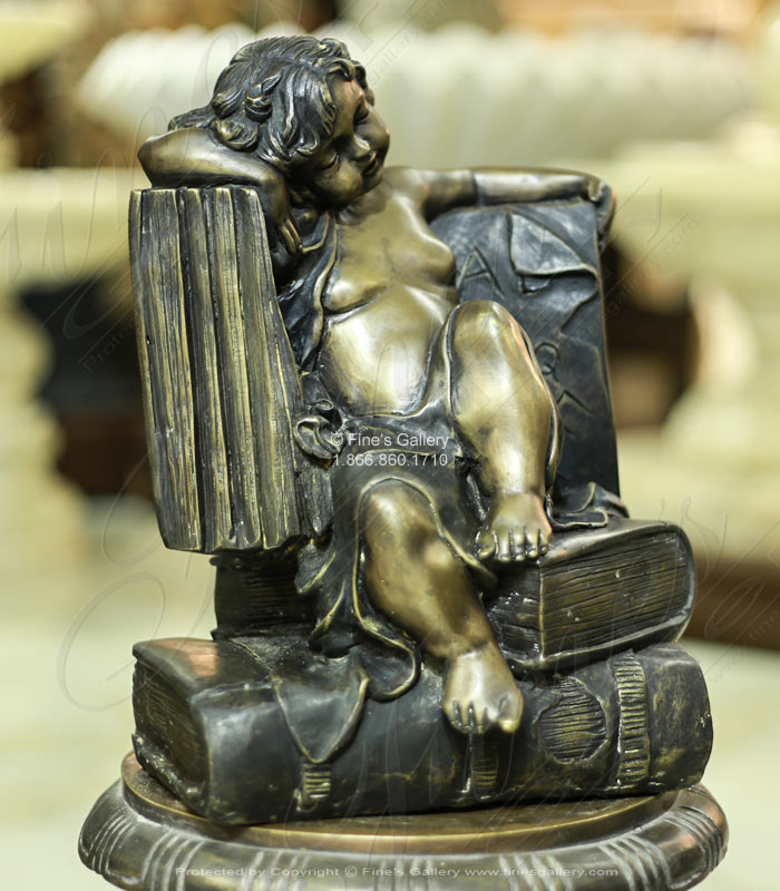Bronze Statues  - Slumber In The Library Bronze Statue - BS-846