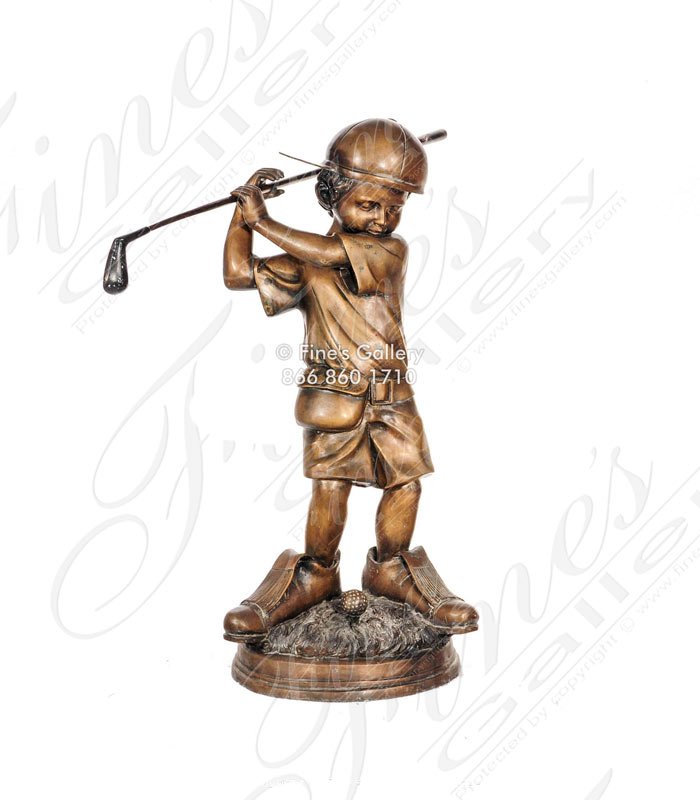 Bronze Statues  - Young Child Golfer Bronze Statue - BS-872