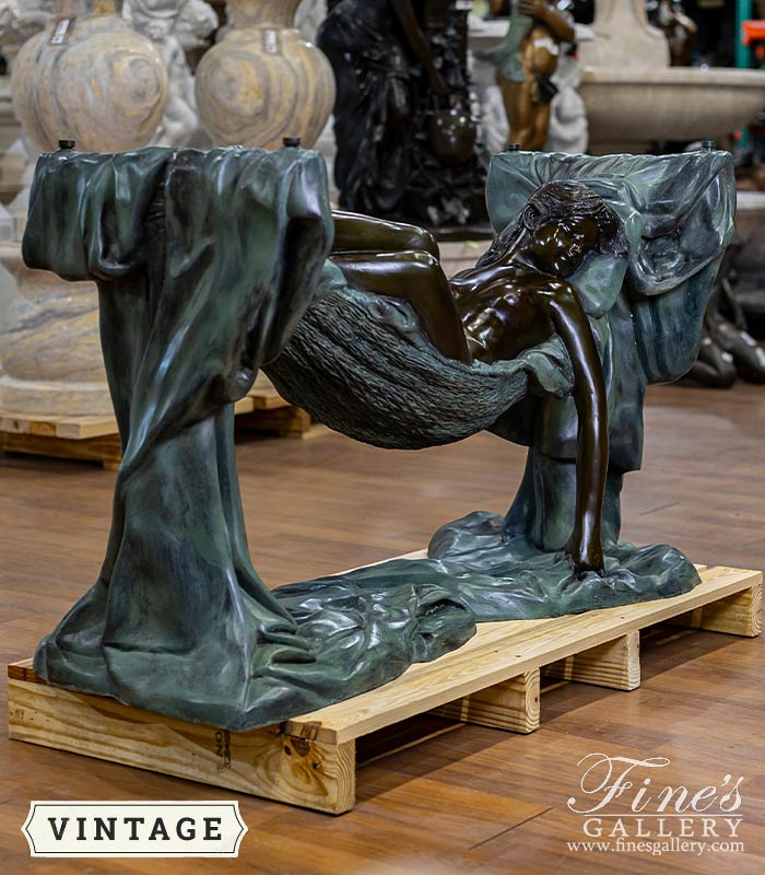 Bronze Tables  - Young Girl At Rest, Vintage Bronze Table - BT-114