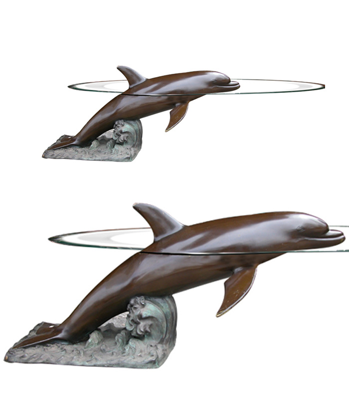 Vintage Bronze Dolphin Table