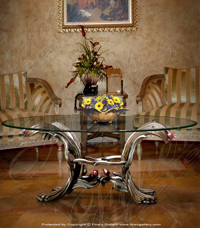 Bronze Tables  - Bronze Red Rose Table - BT-1166