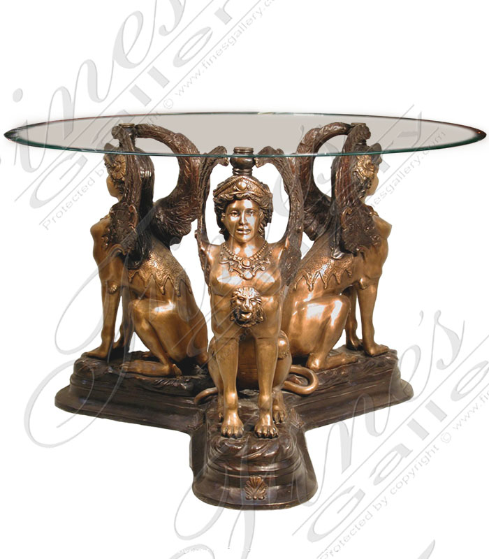 Bronze Tables  - Triple Sphynx Bronze Table - BT-168