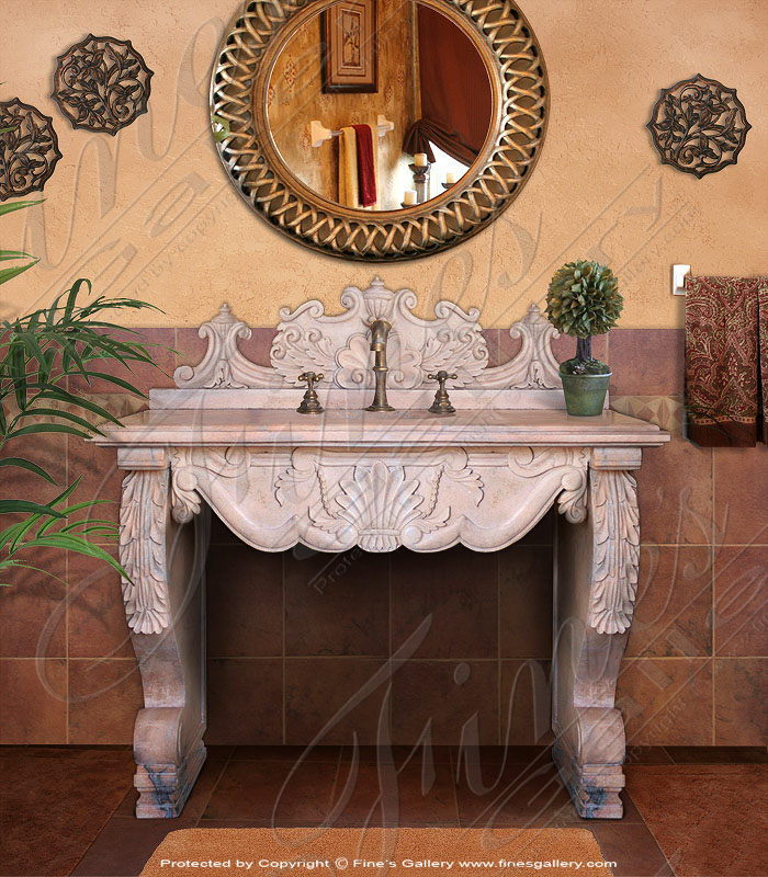 Marble Kitchen and Baths  - Rose Color Marble Sink Or Vanity - KB-041