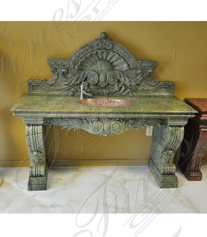 Search Result For Marble Kitchen and Baths  - Green Marble Ornate Vanity Sink - KB-128