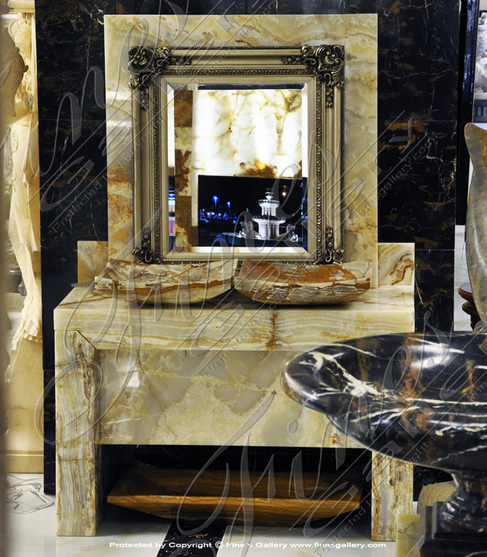 Marble Kitchen and Baths  - Contemporary Sink In Absolute Black Granite And White Onyx - KB-139