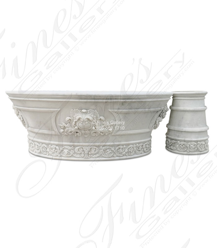 Marble Kitchen and Baths  - Ornate Hand Carved Marble Tub - KB-337