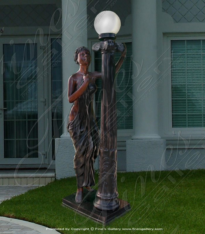 Lighting Lamposts  - Lady Waiting Bronze Lamp Post - LMP-003