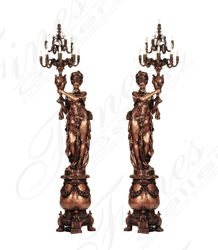 Lighting Lamposts  - Scluptural Bronze Candelabra Pair  - LMP-026