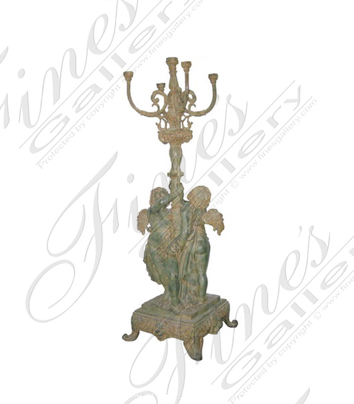 Lighting Lamposts  - Patina Cherubs Torchiere - LMP-029