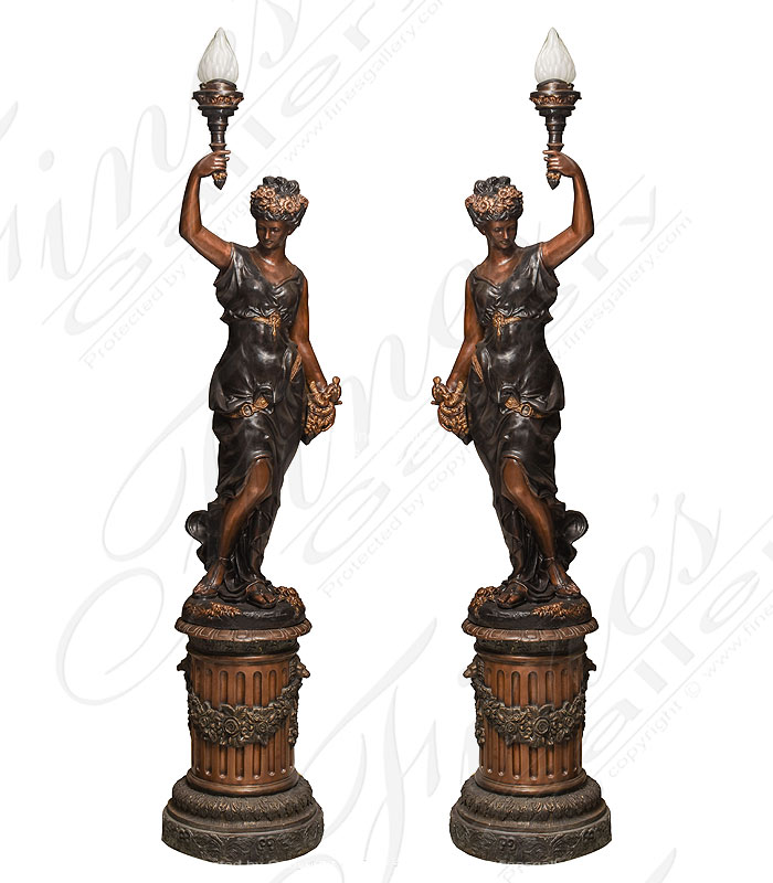Lighting Lamposts  - Bronze Female Figural Lamps - LMP-034