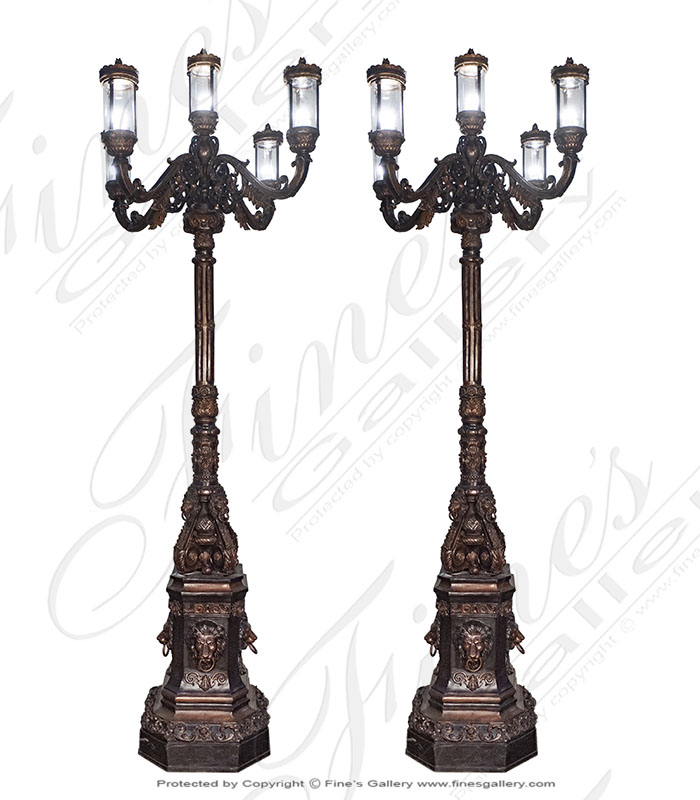 Lighting Lamposts  - Regal Lion Head Themed Lamp Post - LMP-035