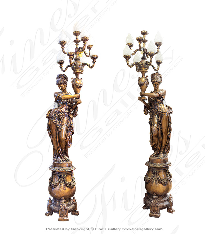 Lighting Lamposts  - Stunning Outdoor Bronze Lampost Pair - LMP-039
