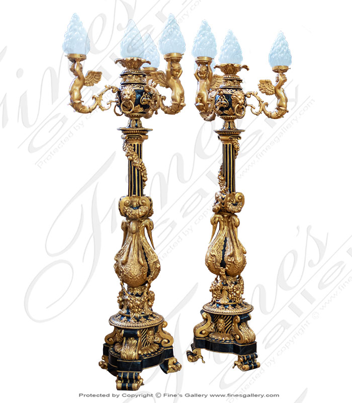 Lighting Lamposts  - Luxurious French Lamp Post Pair - LMP-042
