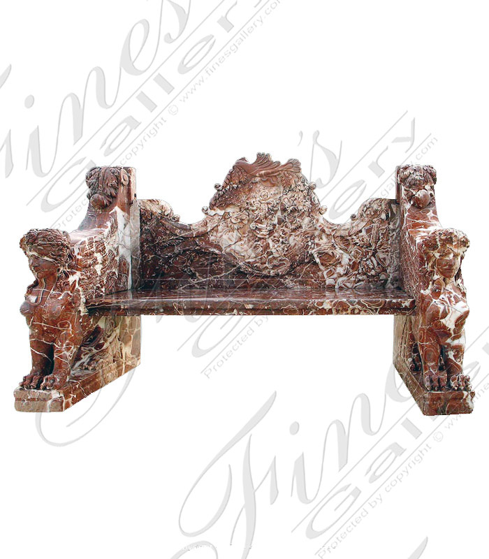 Marble Benches  - White Marble Cherub Scenery Bench - MBE-101