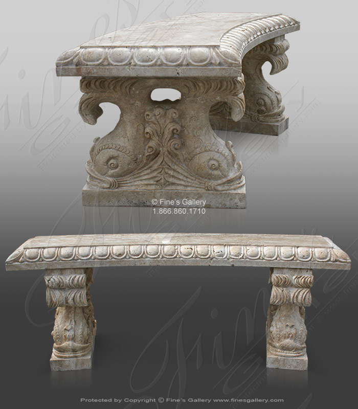 Marble Benches  - Simple Curve Marble Bench II - MBE-122