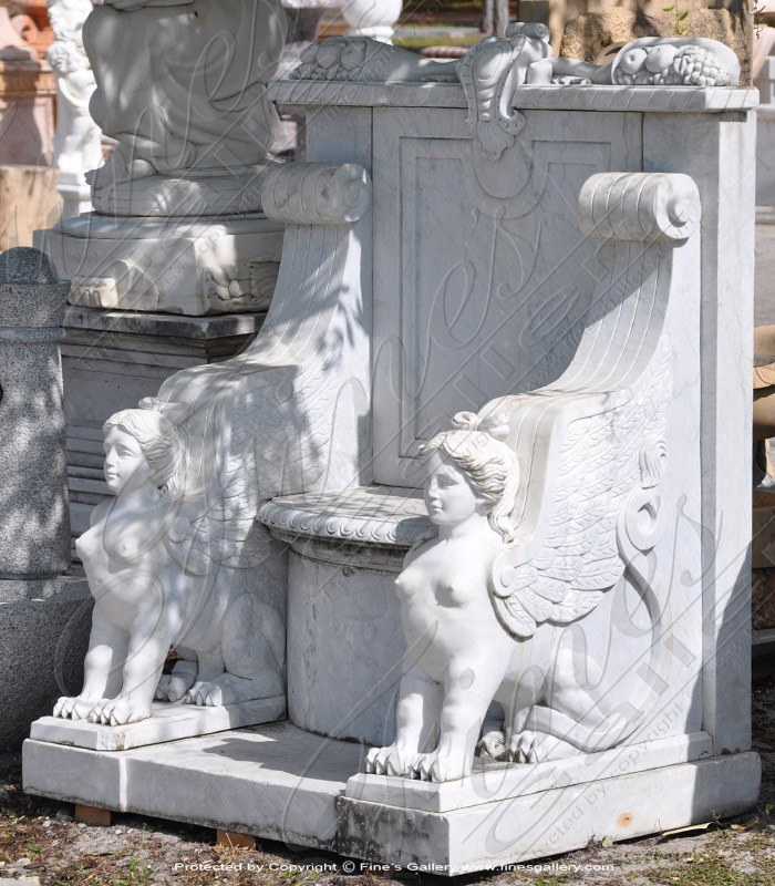 Marble Benches  - Carrara Sphinx Marble Bench - MBE-342