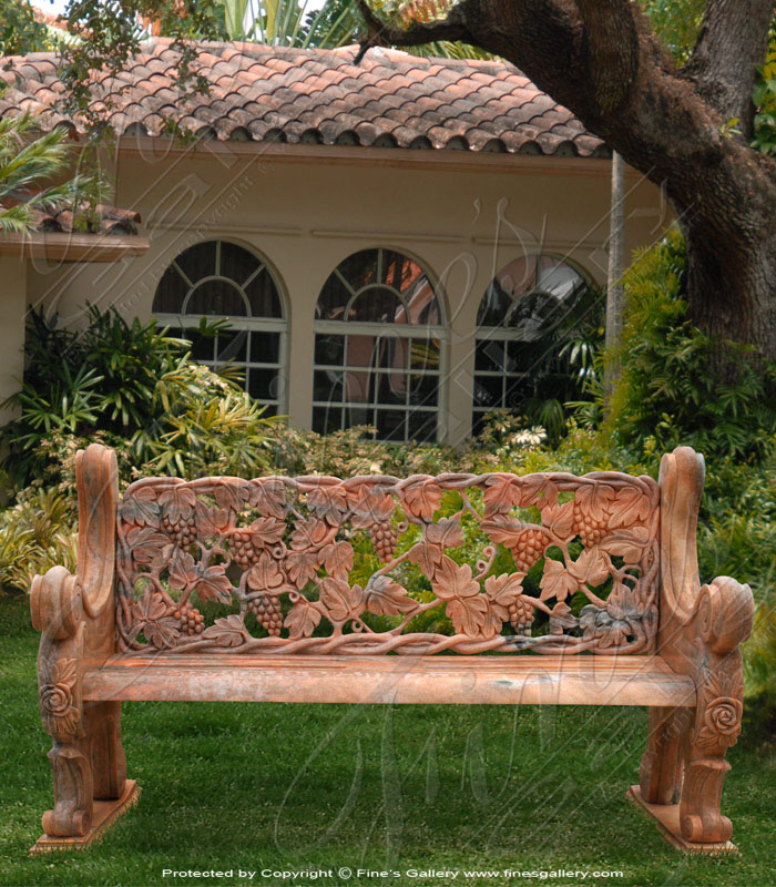 Search Result For Marble Benches  - Majestic Dark Red Marble Bench - MBE-380