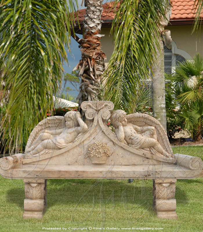 Marble Benches  - Angel Golden Calcium Bench - MBE-366