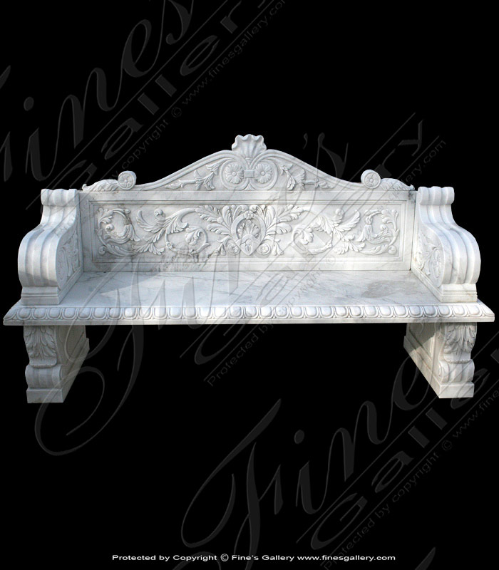 Search Result For Marble Benches  - White Marble Cherub Scenery Bench - MBE-101