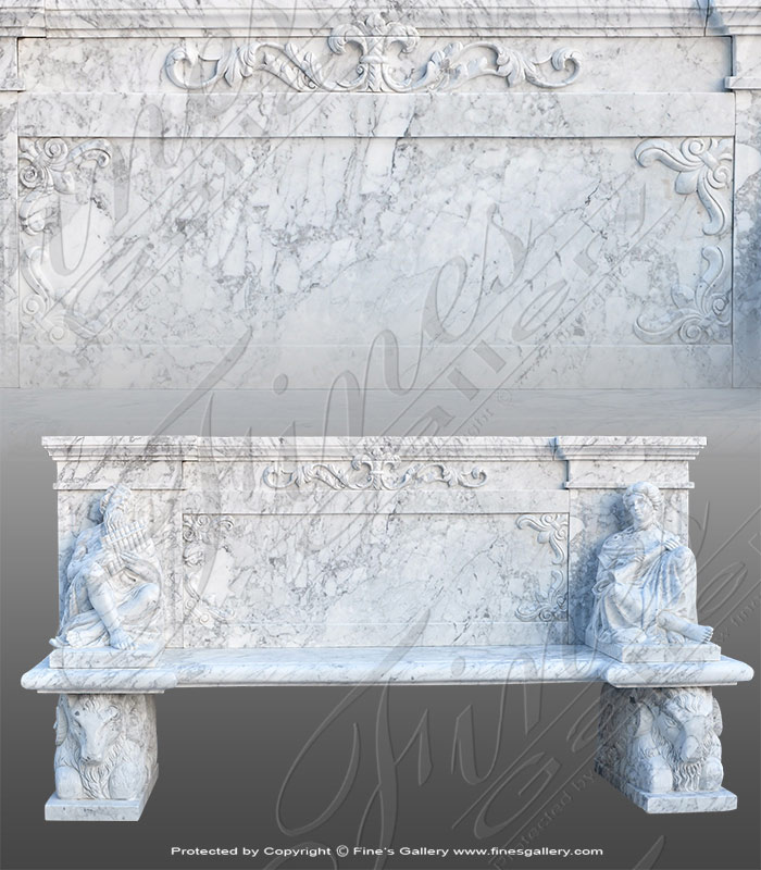 Marble Benches  - Italian Carrara Marble Bench - MBE-702