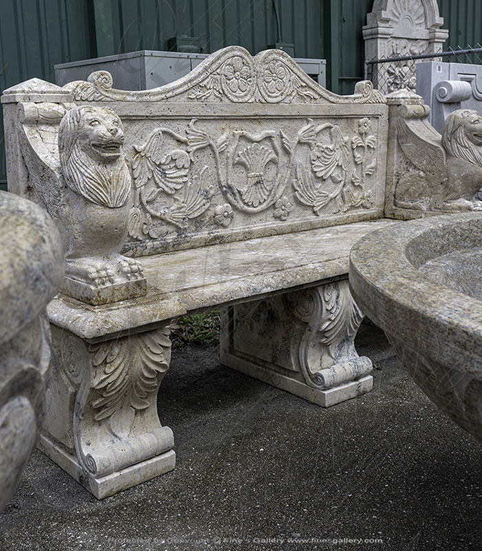 Marble Benches  - Rustic Antique Style Travertine Bench - MBE-704