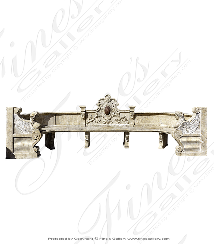 Marble Benches  - Extra Large Estate Bench In Natural Travertine - MBE-720