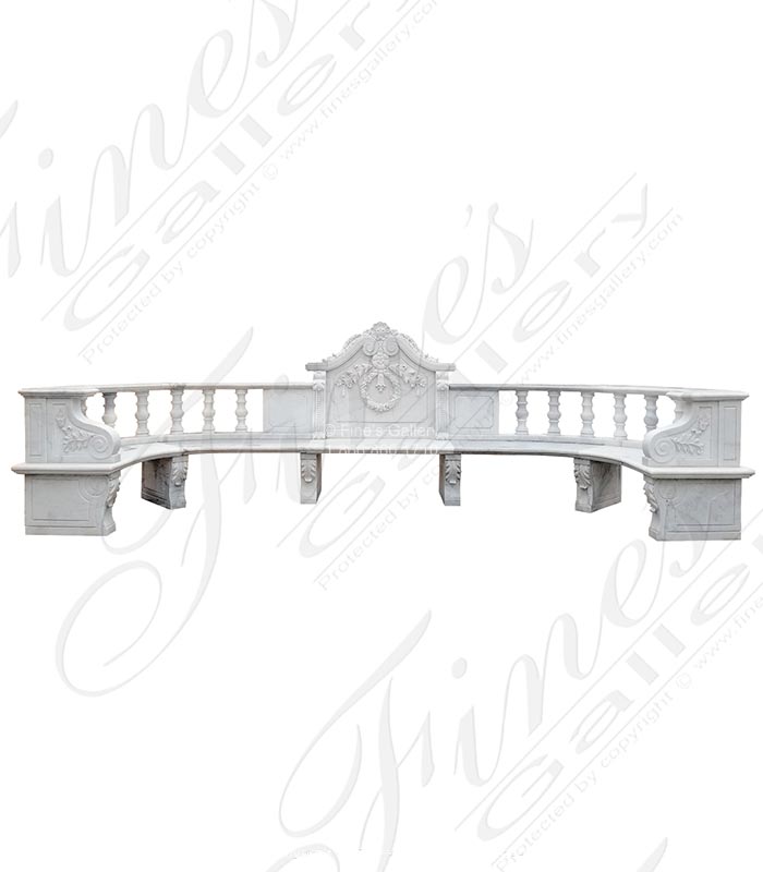 Marble Benches  - Statuary White Marble Estate Bench - 197 Inches Wide! - MBE-726