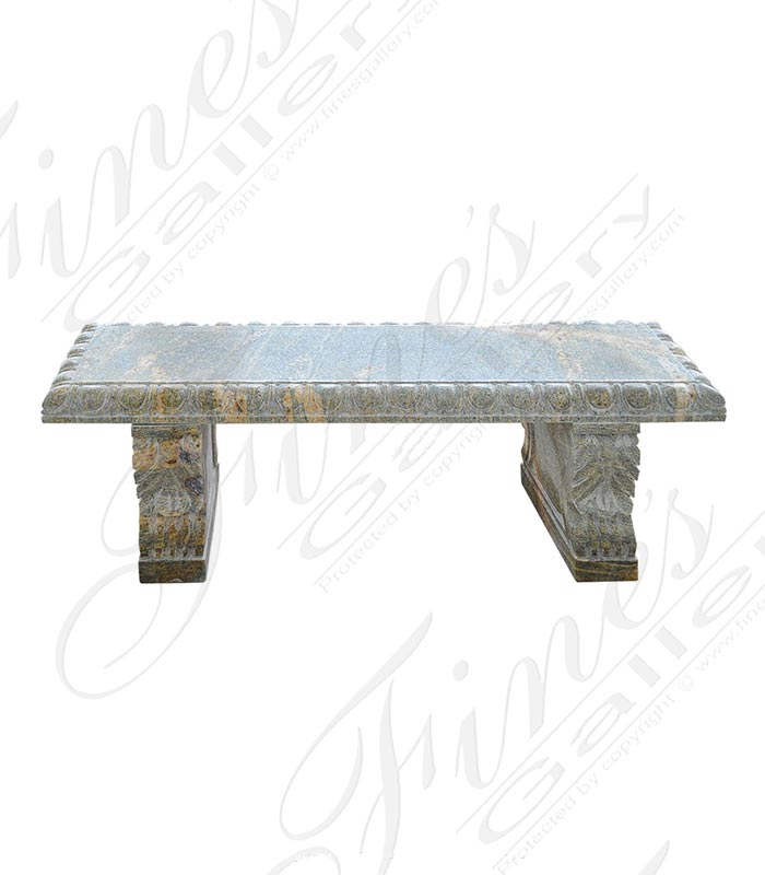 Marble Benches  - Antique Griggio Granite Bench With Egg And Dart Molding - MBE-729