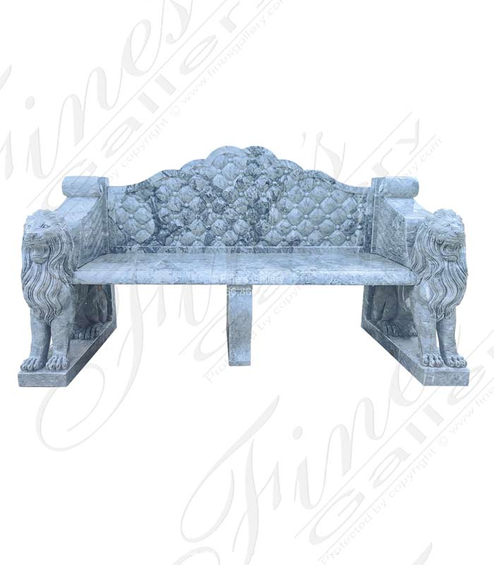 Marble Benches  - Ornate Lion Themed Bench In Carrara Marble - MBE-732
