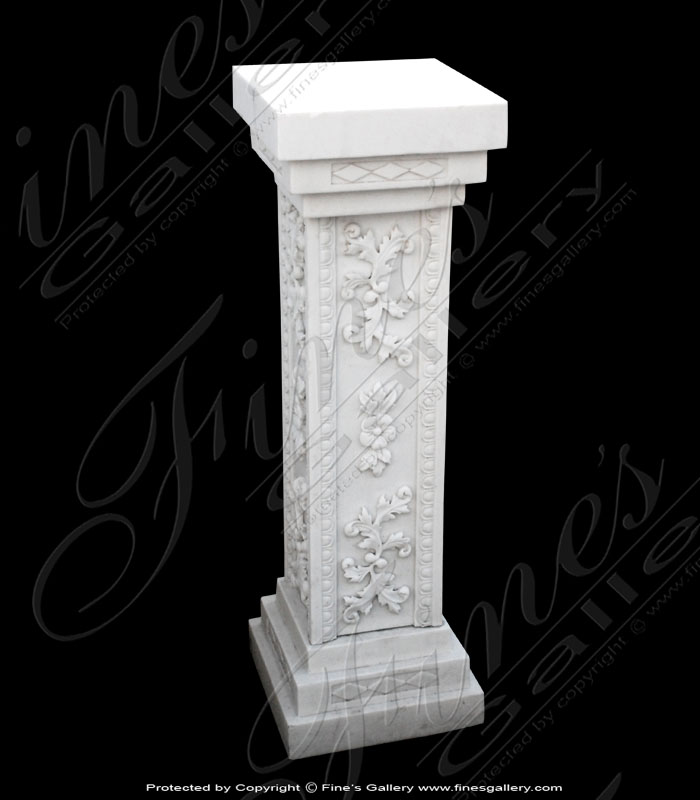 Marble Bases  - White Square Floral Marble Bas - MBS-072