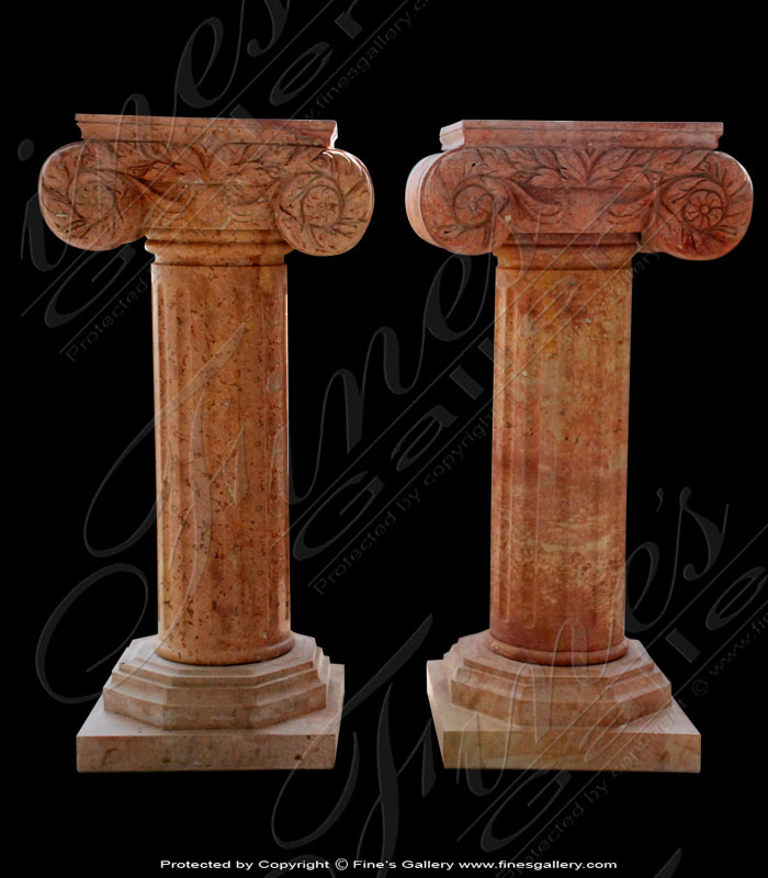 Marble Bases  - Beige Square Fluted Pedestal - MBS-081