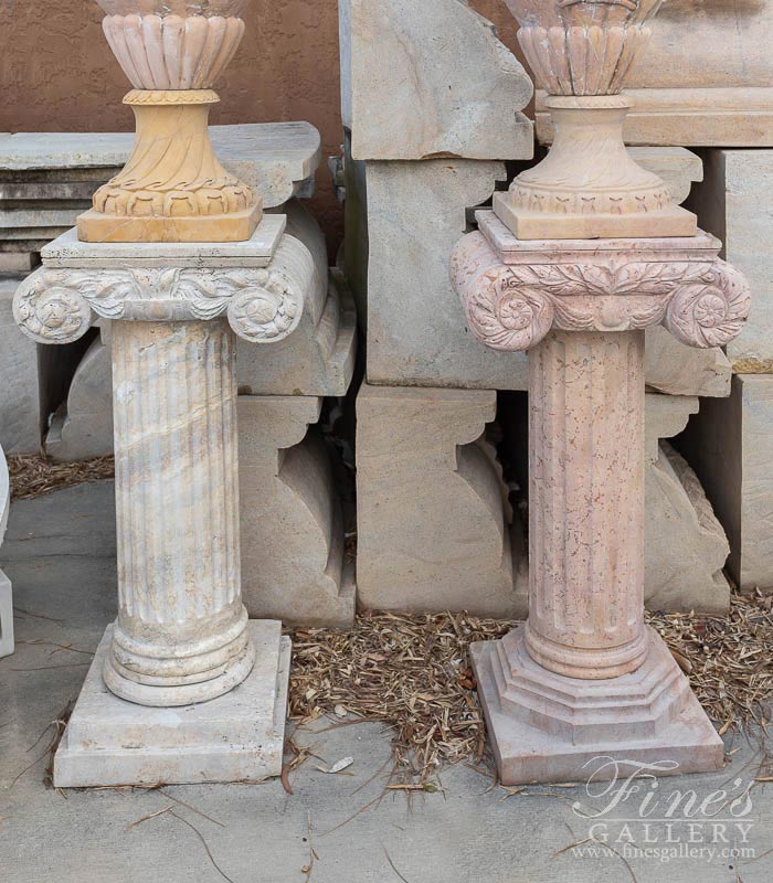 Marble Bases  - Fluted Ionic Marble Pedestals - MBS-082