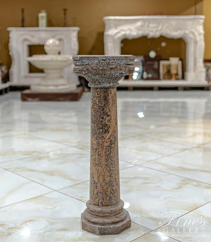 Marble Bases  - Giallo Marrone Marble Cornithian Pedestal - MBS-202