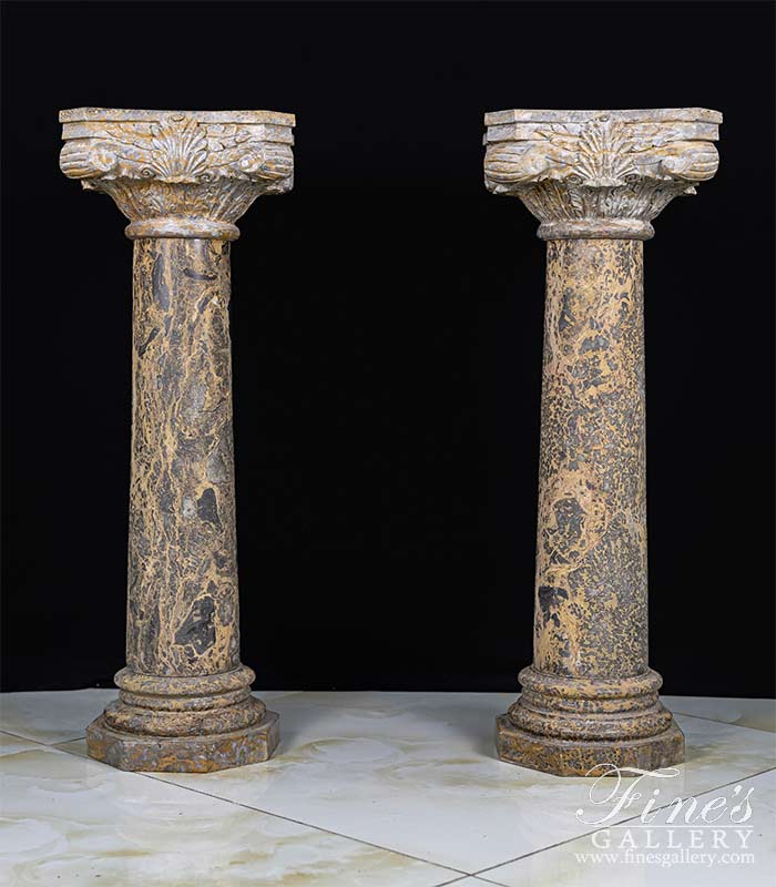 Marble Bases  - Giallo Marrone Marble Cornithian Pedestal - MBS-202