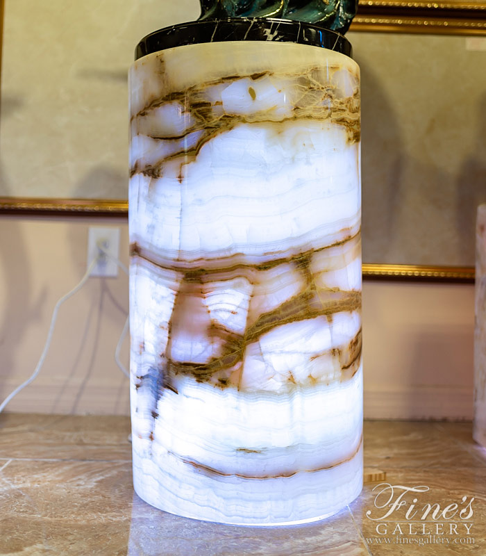 Marble Bases  - Multicolor Bronze And Green Onyx Pedestal - MBS-197