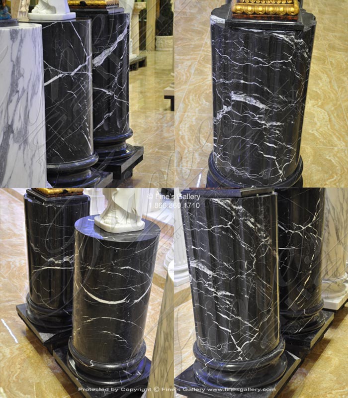 Marble Bases  - Nero Marquina Black Marble Pedestal - MBS-228