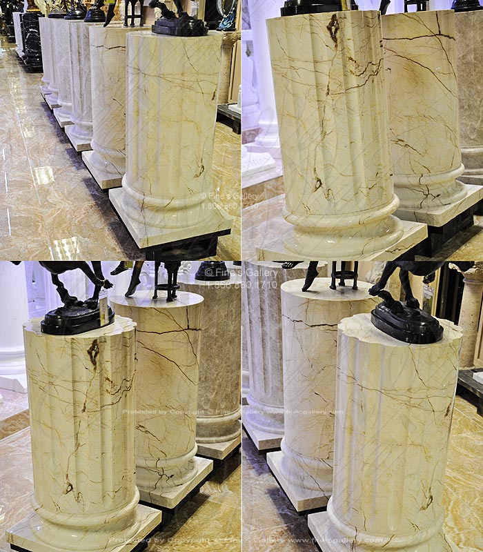 Marble Bases  - Sofitel Gold Marble Column Base Smooth And Fluted - MBS-230