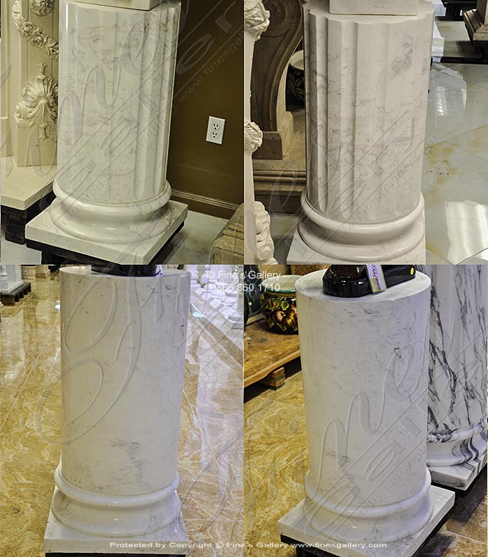 Half Column Marble Pedestal in White Marble