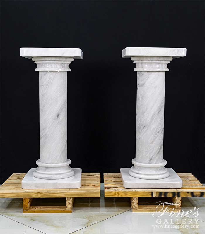 Marble Bases  - Classic White Marble Pedestal - MBS-261