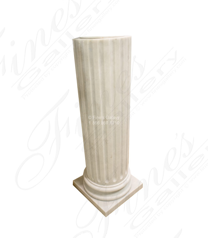 Marble Bases  - Fluted White Marble Pedestal - MBS-275