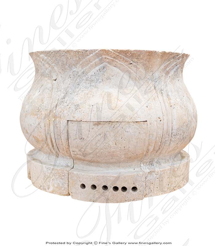 Marble Accessories  - Lotus Shaped Light Travertine Fountain Base - MBS-290