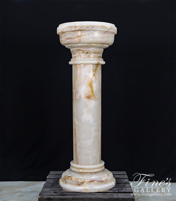Marble Bases  - Decorative Art Pedestal In White Onyx - MBS-312