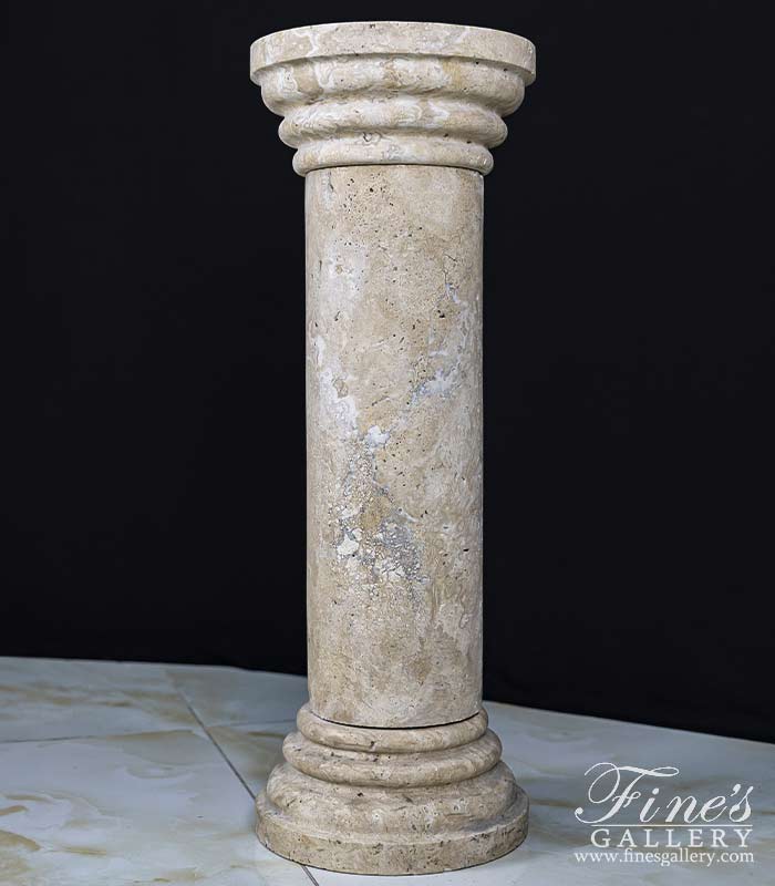 Marble Bases  - 3 Ft Tall Pedestal In Classic Light Travertine - MBS-333