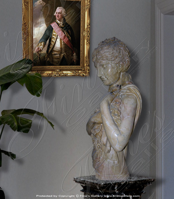 Marble Statues  - Female Marble Bust - MBT-368