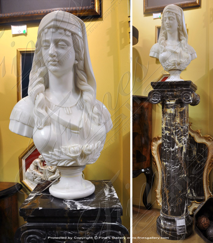 Marble Statues  - White Marble Bust - MBT-401